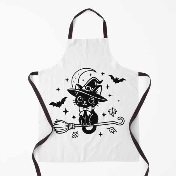 Item preview, Cute Black Witch Cat on Broom designed and sold by Mystic & Celestial Art.