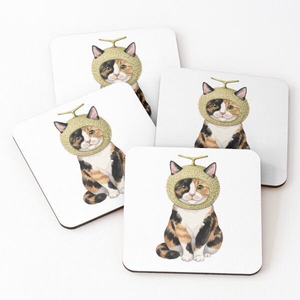 Item preview, Cute Calico Cat Wearing A Melon Hat - Whimsical Watercolor Meme Art designed and sold by Minuet-Misha.