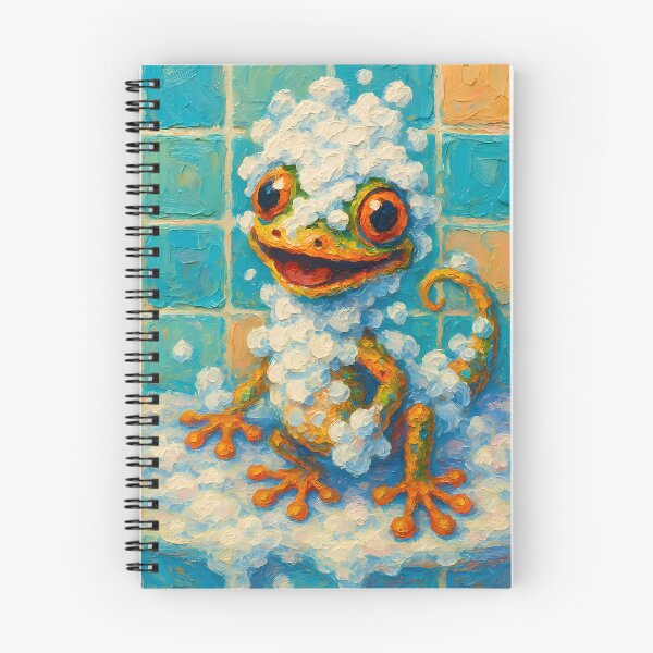Item preview, Abstract Impasto Painting of Foamy Gecko Delight | Whimsical Cute Gecko Illustration | Colorful Modern Bathroom Animal Wall Art Print designed and sold by PaintedPixels01.