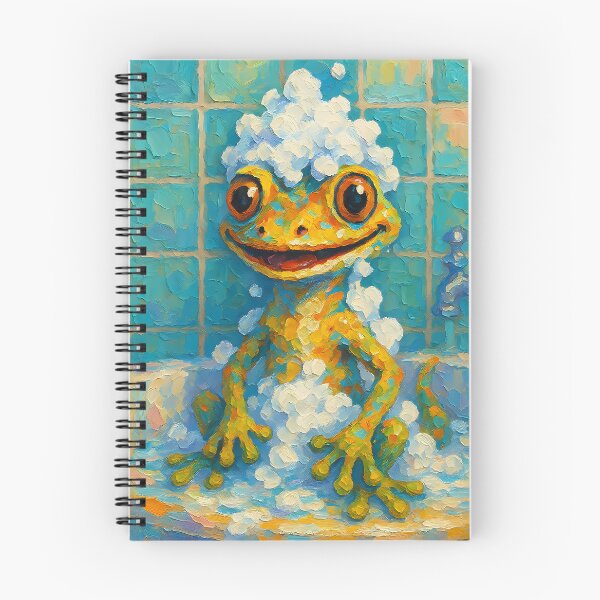 Item preview, Abstract Impasto Painting of Foamy Gecko Delight | Whimsical Cute Gecko Illustration | Colorful Modern Bathroom Animal Wall Art Print designed and sold by PaintedPixels01.
