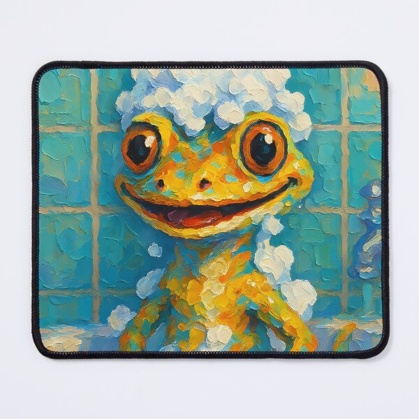 Item preview, Abstract Impasto Painting of Foamy Gecko Delight | Whimsical Cute Gecko Illustration | Colorful Modern Bathroom Animal Wall Art Print designed and sold by PaintedPixels01.