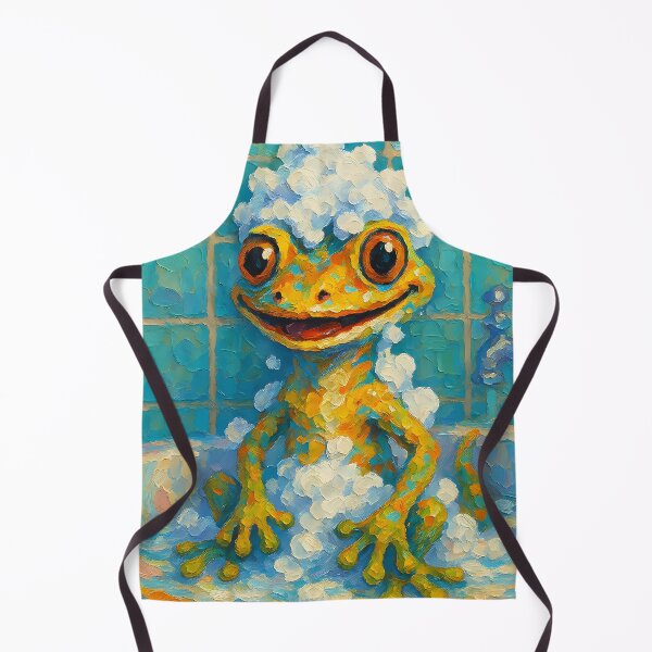 Item preview, Abstract Impasto Painting of Foamy Gecko Delight | Whimsical Cute Gecko Illustration | Colorful Modern Bathroom Animal Wall Art Print designed and sold by PaintedPixels01.
