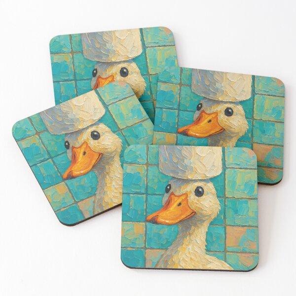 Item preview, Abstract Impasto Painting of Whimsical Toilet Paper Duck | Cute Playful Duck Illustration | Colorful Modern Bathroom Animal Wall Art Print designed and sold by PaintedPixels01.