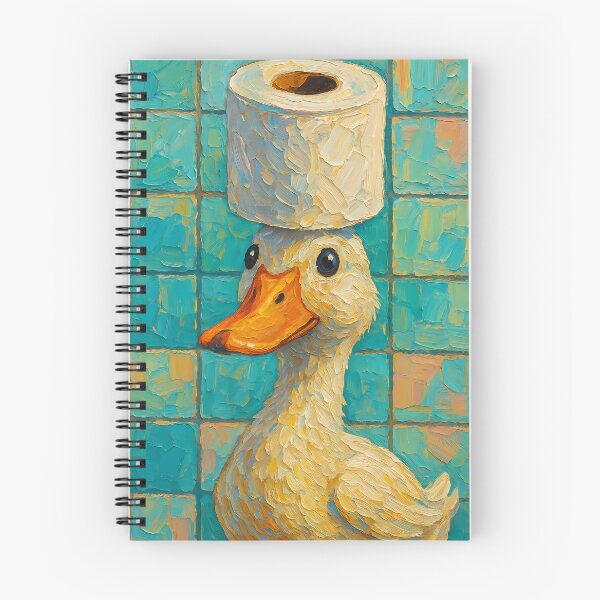 Item preview, Abstract Impasto Painting of Whimsical Toilet Paper Duck | Cute Playful Duck Illustration | Colorful Modern Bathroom Animal Wall Art Print designed and sold by PaintedPixels01.