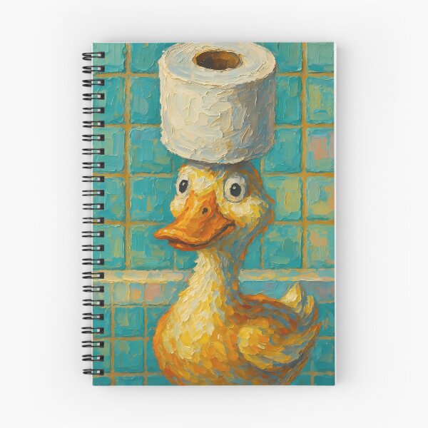 Item preview, Abstract Impasto Painting of Whimsical Toilet Paper Duck | Cute Playful Duck Illustration | Colorful Modern Bathroom Animal Wall Art Print designed and sold by PaintedPixels01.