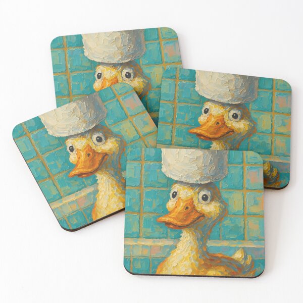 Item preview, Abstract Impasto Painting of Whimsical Toilet Paper Duck | Cute Playful Duck Illustration | Colorful Modern Bathroom Animal Wall Art Print designed and sold by PaintedPixels01.