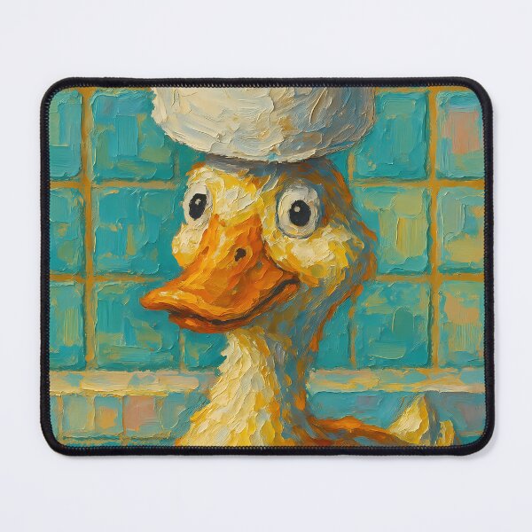 Item preview, Abstract Impasto Painting of Whimsical Toilet Paper Duck | Cute Playful Duck Illustration | Colorful Modern Bathroom Animal Wall Art Print designed and sold by PaintedPixels01.