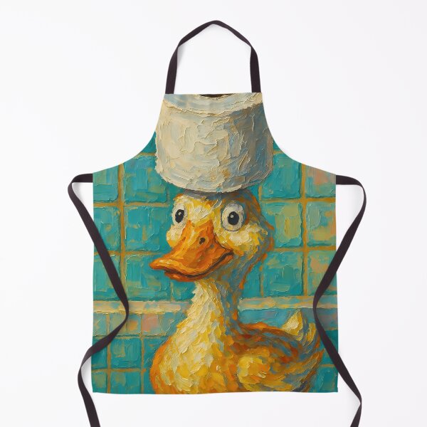Item preview, Abstract Impasto Painting of Whimsical Toilet Paper Duck | Cute Playful Duck Illustration | Colorful Modern Bathroom Animal Wall Art Print designed and sold by PaintedPixels01.