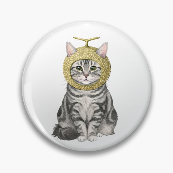 Item preview, Cute Silver Tabby Cat Wearing A Melon Hat - Whimsical Watercolor Meme Art designed and sold by Minuet-Misha.