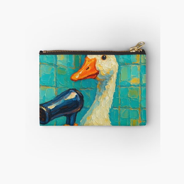 Item preview, Abstract Impasto Painting of Goose's Bathroom Concert | Whimsical Singing Goose Illustration | Colorful Modern Bathroom Animal Wall Art Print designed and sold by PaintedPixels01.