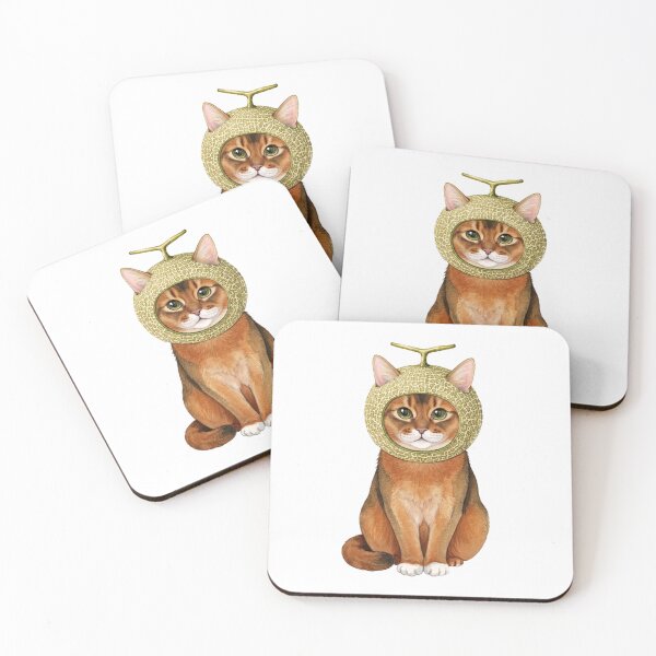 Item preview, Cute Abyssinian Cat Wearing A Melon Hat - Whimsical Watercolor Meme Art designed and sold by Minuet-Misha.