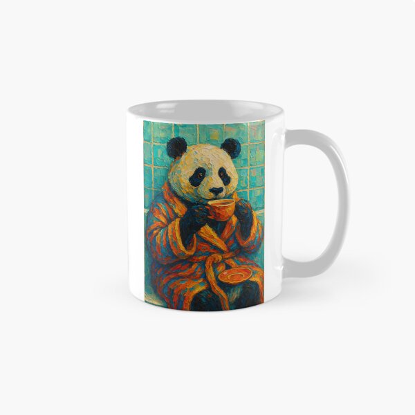 Item preview, Abstract Impasto Painting of Whimsical Panda Tea Time | Cute Cozy Panda Illustration | Colorful Modern Cottagecore Animal Wall Art Print designed and sold by PaintedPixels01.