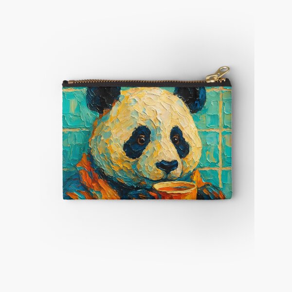 Item preview, Abstract Impasto Painting of Whimsical Panda Tea Time | Cute Cozy Panda Illustration | Colorful Modern Cottagecore Animal Wall Art Print designed and sold by PaintedPixels01.