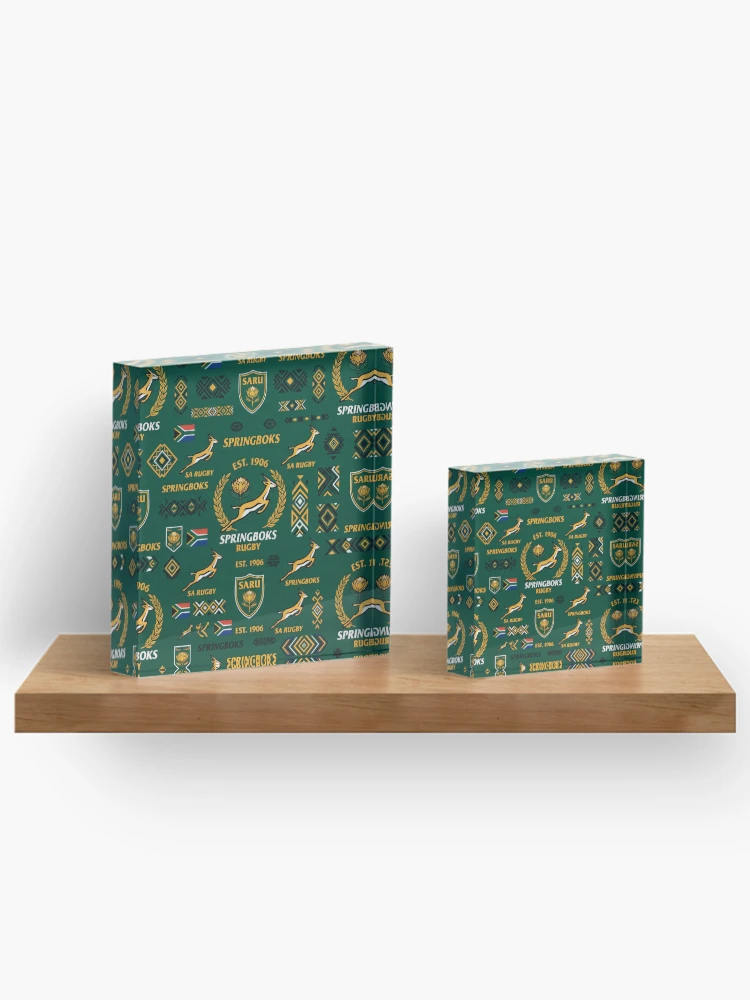 Thumbnail 3 of 5, Acrylic Block, Springboks Rugby Pattern designed and sold by SaltCraft.