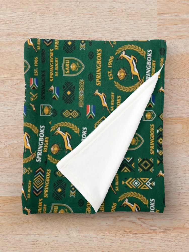 Thumbnail 3 of 6, Throw Blanket, Springboks Rugby Pattern designed and sold by SaltCraft.