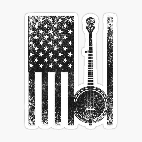 Banjo Patriotic American Flag Banjo Lover T-shirt Sticker