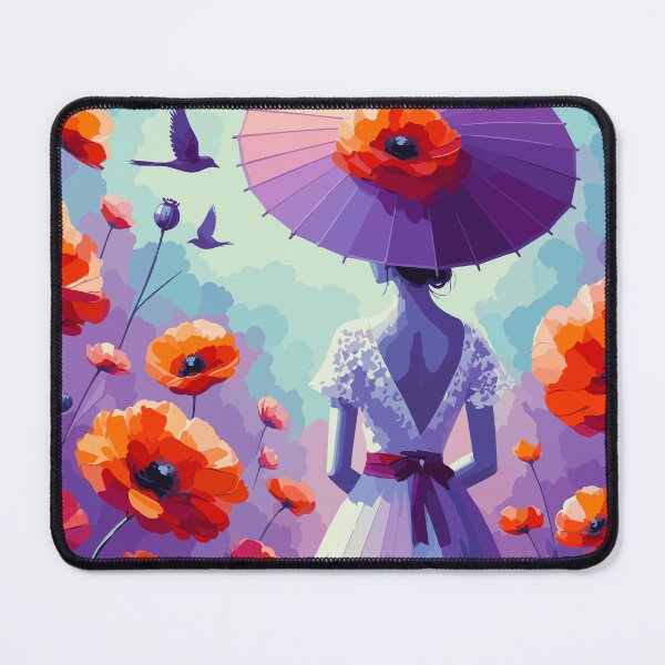 Item preview, Poppy Parasol Dream – Retro Floral Woman designed and sold by ArtByBoya.