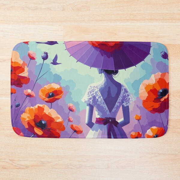 Item preview, Poppy Parasol Dream – Retro Floral Woman designed and sold by ArtByBoya.