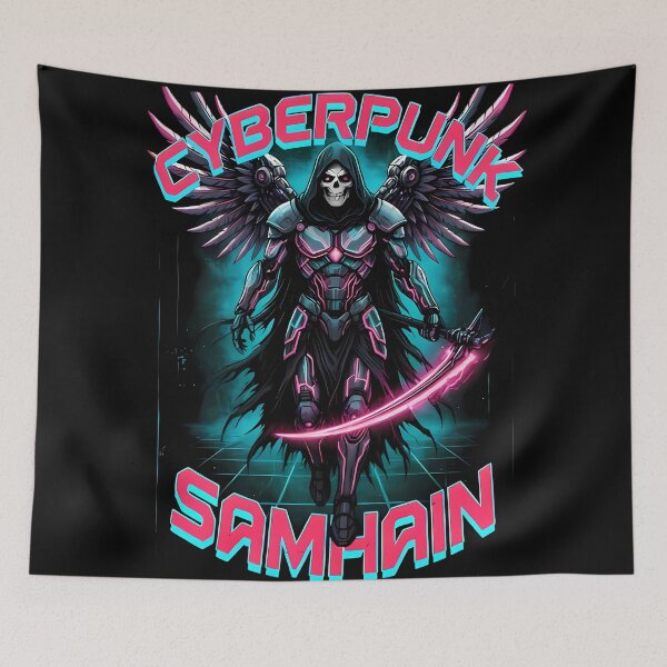 Item preview, Cyberpunk Grim Reaper - Neon Halloween Samhain Streetwear designed and sold by wyzin39.