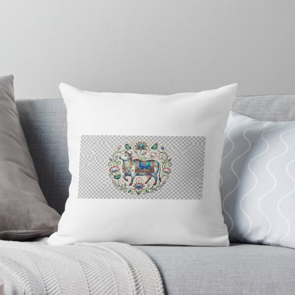 Item preview, Traditional Indian Cow and Lotus Motif - Pichwai Art Inspired - Ethnic Indian Home Decor and Apparel designed and sold by skpcreation.