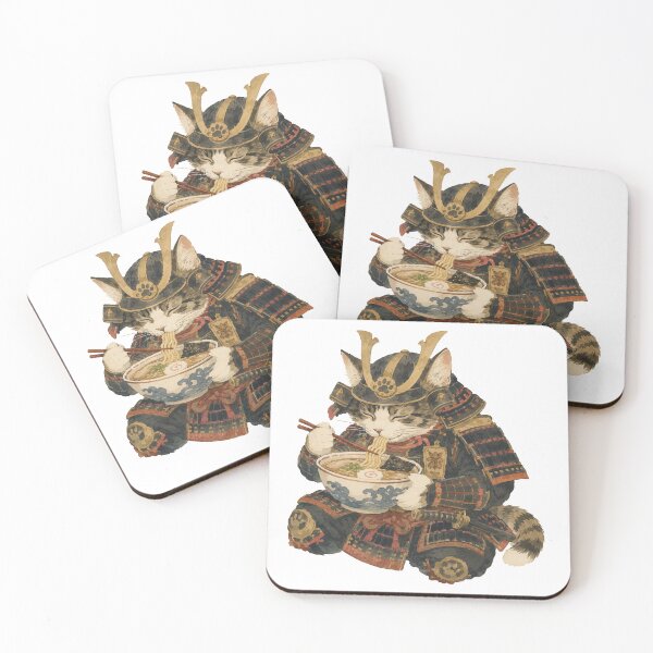 Item preview, Ramen Cat Samurai - Warrior Cat Eating Noodles designed and sold by medicalkinoko.