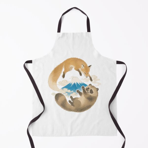 Item preview, Fox and Tanuki - Playful Japanese Folklore Animals with Mt. Fuji designed and sold by medicalkinoko.