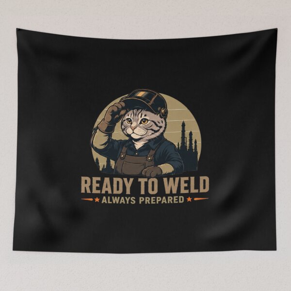 Item preview, American Shorthair Cat – Ready to Weld Always Prepared Retro Sunset designed and sold by RusticMeadow.