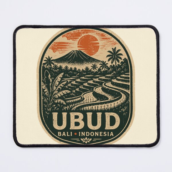 Item preview, Vintage Ubud Bali Indonesia Rice Terrace Travel Badge designed and sold by Imaginationbeyond.