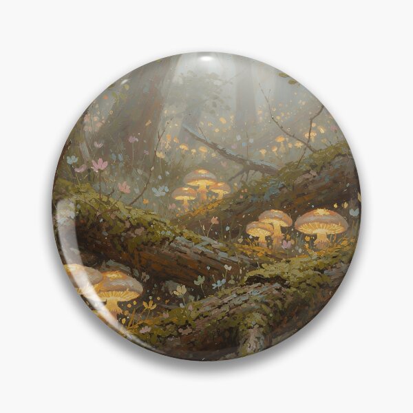 Item preview, Enchanted Glowing Mushroom Forest Cottagecore Fantasy Woodland Nature Art designed and sold by cr6zym1nd.