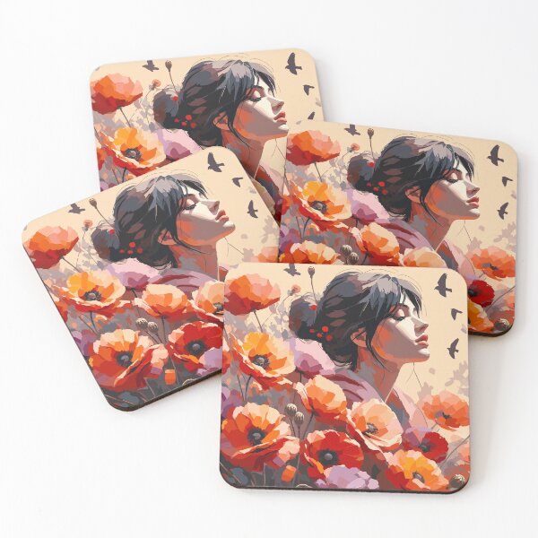 Item preview, Wild Poppy Dreams – Retro Floral Woman Portrait designed and sold by ArtByBoya.