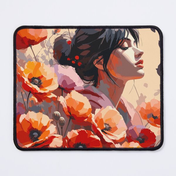 Item preview, Wild Poppy Dreams – Retro Floral Woman Portrait designed and sold by ArtByBoya.