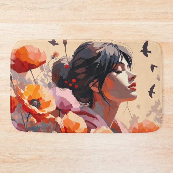 Item preview, Wild Poppy Dreams – Retro Floral Woman Portrait designed and sold by ArtByBoya.
