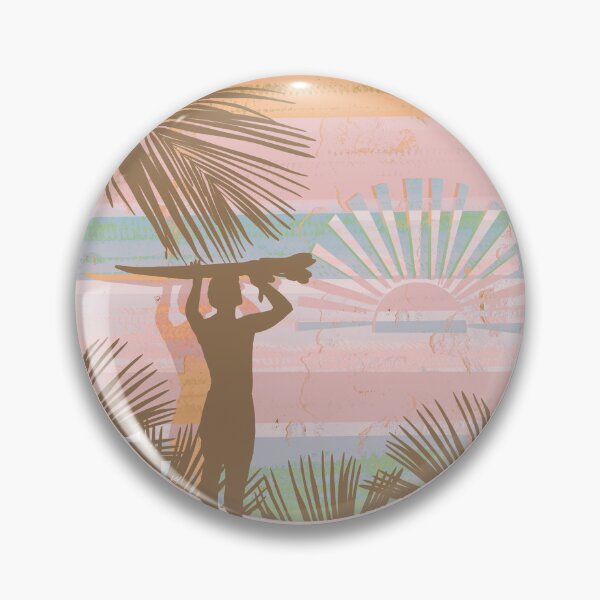 Item preview, Retro Dawn Surfer Vintage Sunset Beach Pink Fade designed and sold by Karin Taylor.
