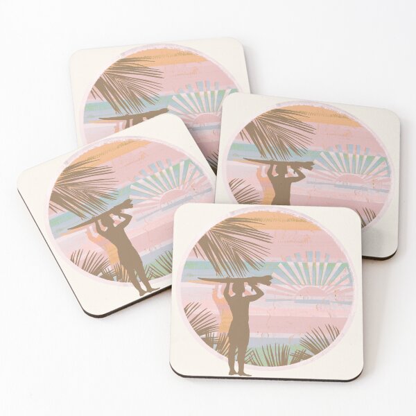 Item preview, Retro Dawn Surfer Vintage Sunset Beach Pink Fade designed and sold by Karin Taylor.