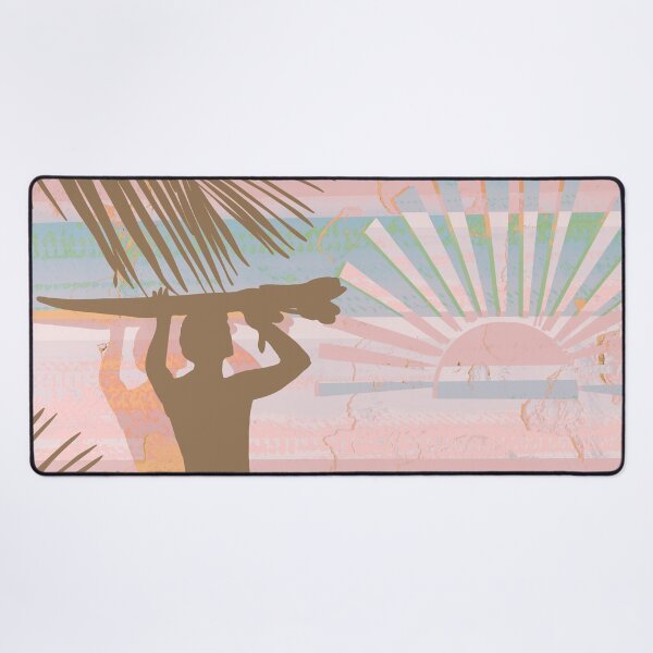 Item preview, Retro Dawn Surfer Vintage Sunset Beach Pink Fade designed and sold by Karin Taylor.