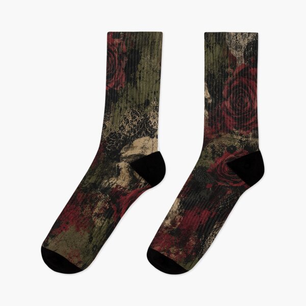 Item preview, Skull And Red Rose Grunge - Beauty Growing Through Decay designed and sold by Kaurisdigital.
