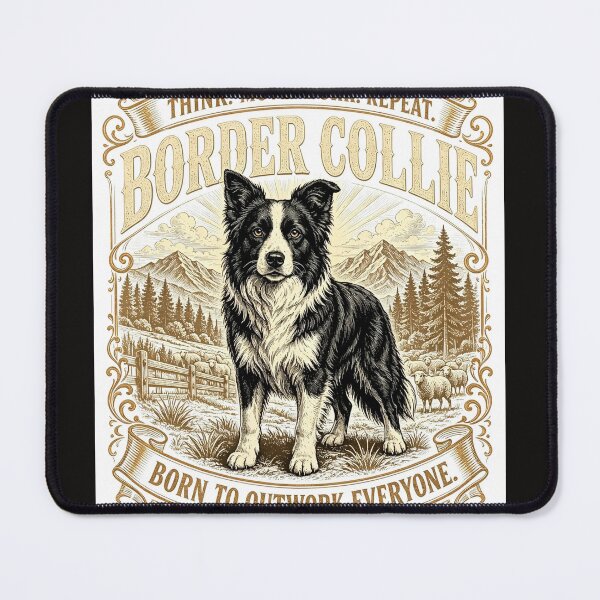 Item preview, Border Collie Born To Outwork Everyone Vintage Dog T-Shirt designed and sold by AtlasPawsCo.
