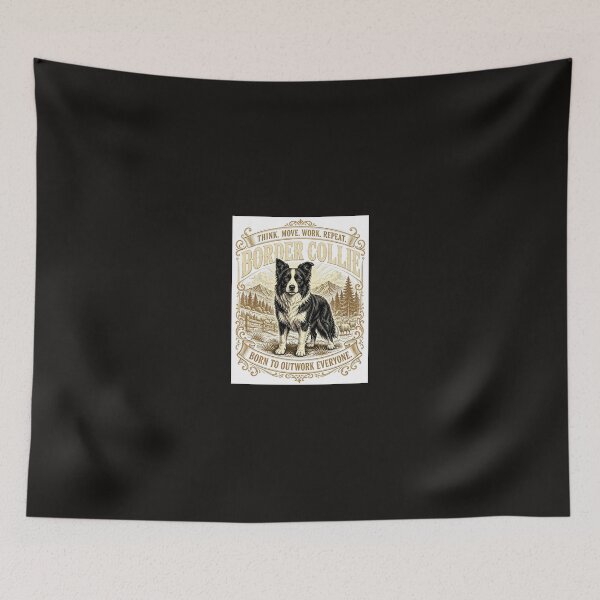 Item preview, Border Collie Born To Outwork Everyone Vintage Dog T-Shirt designed and sold by AtlasPawsCo.