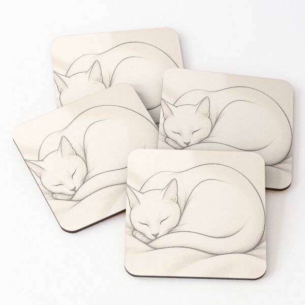 Item preview, Minimalist Charcoal Grey Sleeping Cat Line Art Poster designed and sold by Gameshalah's Designs Hub.