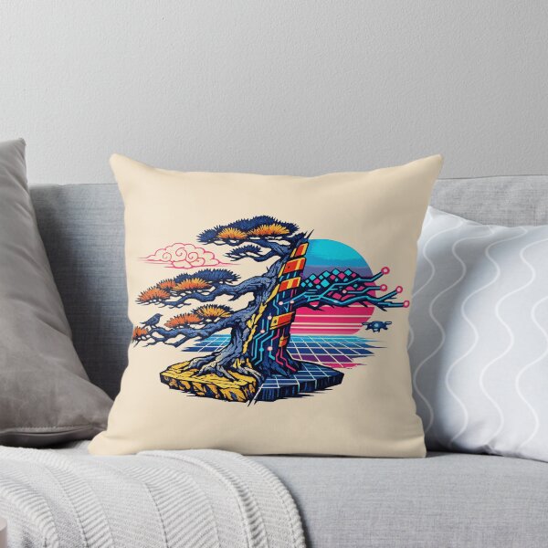 Item preview, Neon Retro Synthwave Ukiyo‑E Cyber Tree designed and sold by KungPowUnicorn.