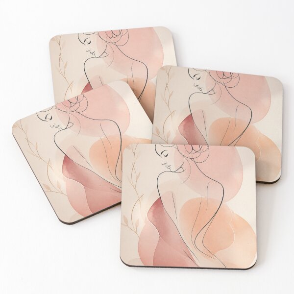 Item preview, Abstract Female Form Line Art Blush Pink Watercolor Poster designed and sold by Gameshalah's Designs Hub.