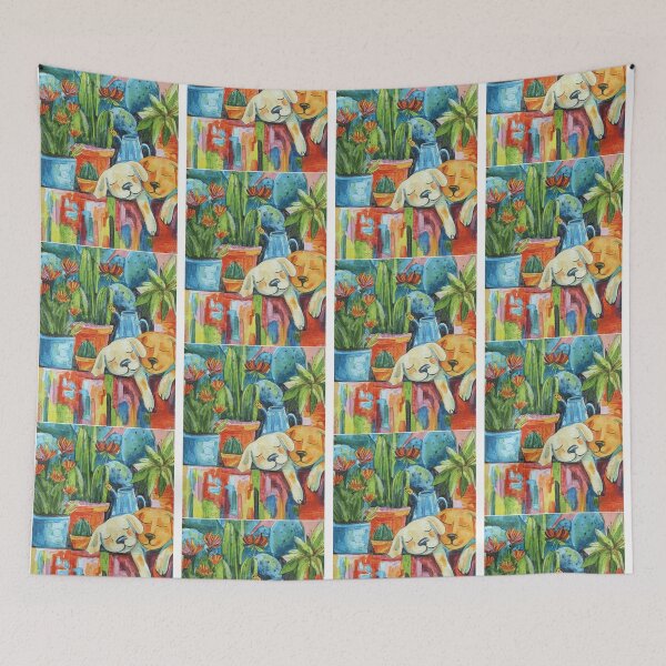 Item preview, Cozy Garden Dogs Watercolor Art designed and sold by danyelprojects.