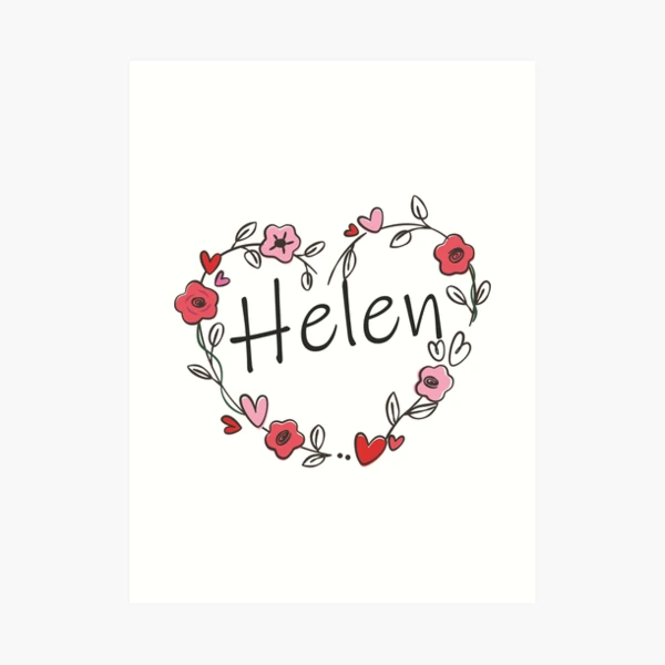 Helen name meaning heart flower H monogram mug