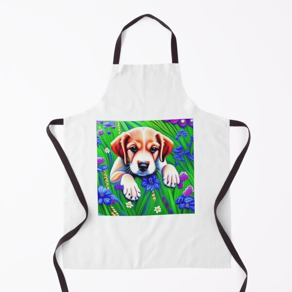 Item preview, Cute Puppy Flower Garden Oil Painting designed and sold by danyelprojects.