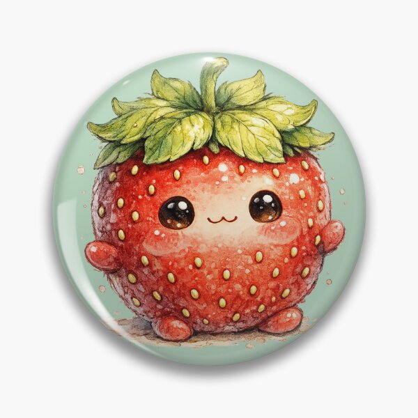 Item preview, Cute Kawaii Strawberry Watercolor Illustration – Adorable Strawberry Character with Rosy Cheeks designed and sold by MagicMakerPh.