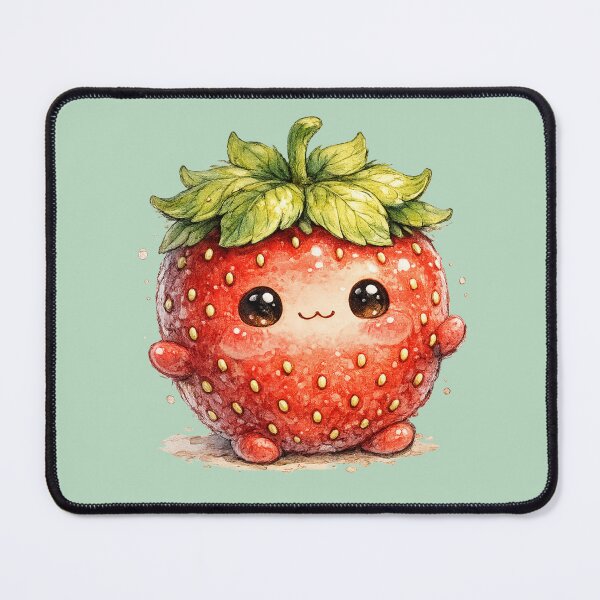 Item preview, Cute Kawaii Strawberry Watercolor Illustration – Adorable Strawberry Character with Rosy Cheeks designed and sold by MagicMakerPh.