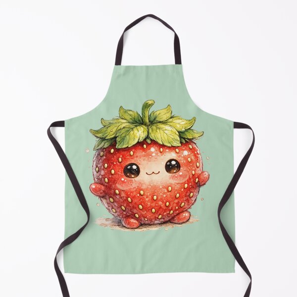 Item preview, Cute Kawaii Strawberry Watercolor Illustration – Adorable Strawberry Character with Rosy Cheeks designed and sold by MagicMakerPh.