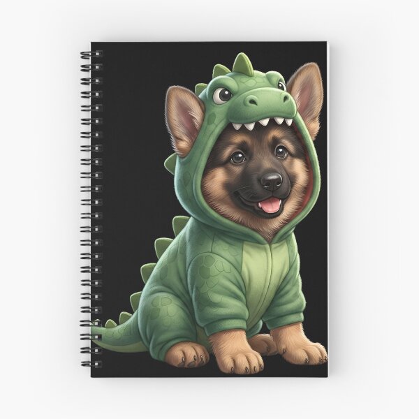 Item preview, Cute German Shepherd Puppy in Dinosaur Costume Illustration designed and sold by SilentFlower.
