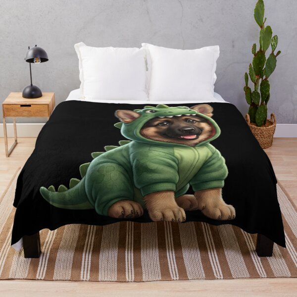 Item preview, Cute German Shepherd Puppy in Dinosaur Costume Illustration designed and sold by SilentFlower.