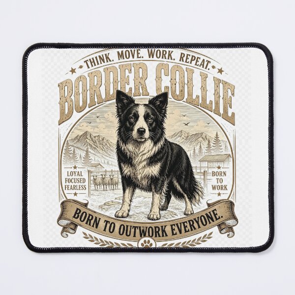 Item preview, Border Collie Born to Outwork Everyone Vintage T-Shirt designed and sold by AtlasPawsCo.